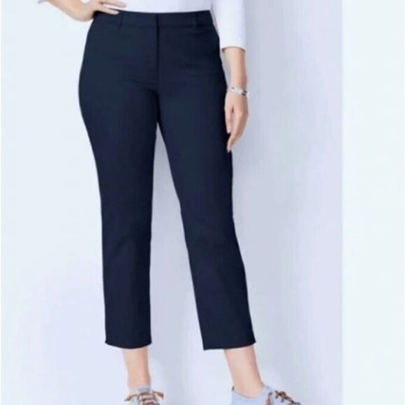 Talbots Navy The Perfect Crop Pants Flat Front Size 6 - Picture 1 of 11